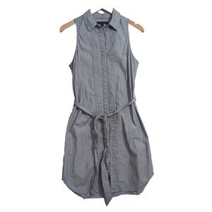 Banana Republic Shirt Dress Womens 6 Grey Striped‎ Sleeveless Business Casual